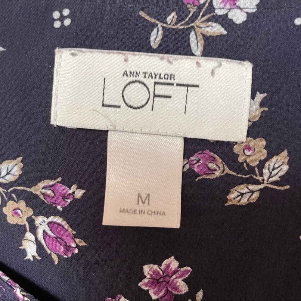 Loft Floral Mixed Print Sheer Ruffles Blouse Top M - Picture 6 of 6